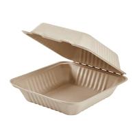 Custom KEBHC88N1CFF 1 Compartment 8x8 Bagasse Hinged Container 200CS