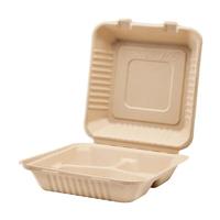 Custom KEBHC99N3CFF 3 Compartment 9x9 Bagasse Hinged Container 200CS