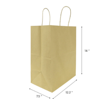 Custom FPSB120 12x14x7 Paper Shopping Bags Kraft 250ct