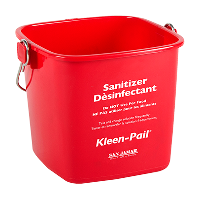 San Jamar KP256RD Bucket 8qt sanitizing solution plastic red